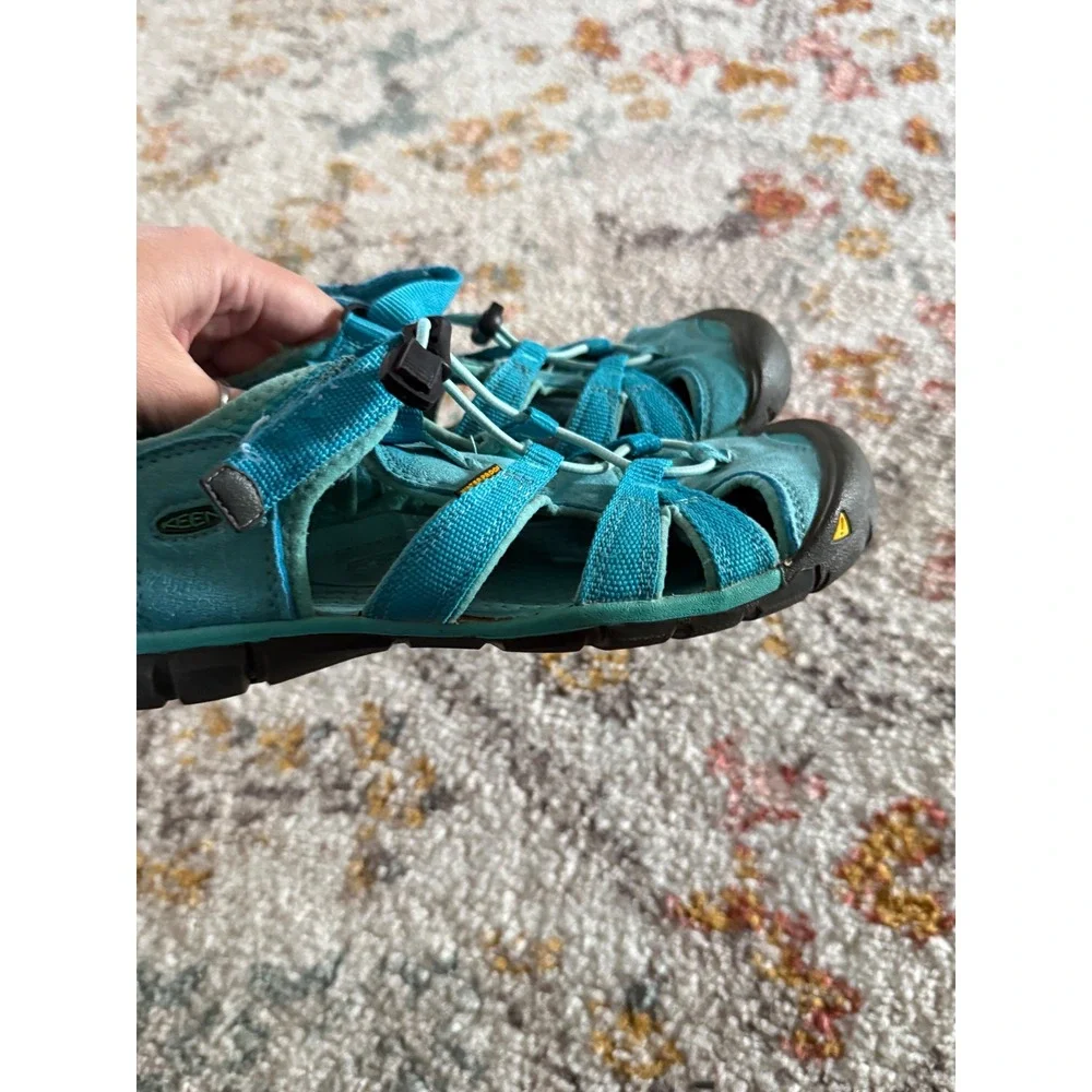 Keen CNX Kids Waterproof Sport Sandals Turquoise Blue 5 Big Kids Bungee‎ Lace